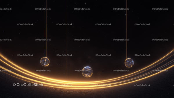 Futuristic Cosmic Scene with Glowing Orbs and Light Trails