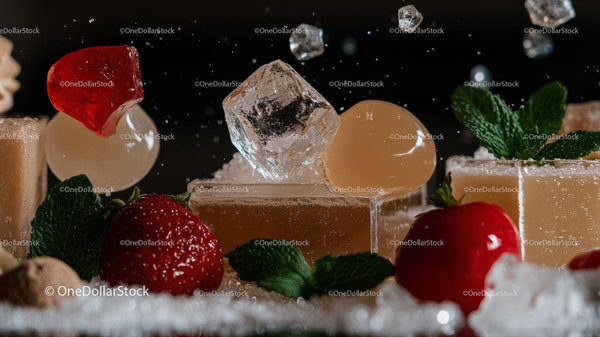 Refreshing Cocktail with Strawberries and Ice Cubes