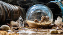 Glass Sphere and Crystals on Sandy Surface