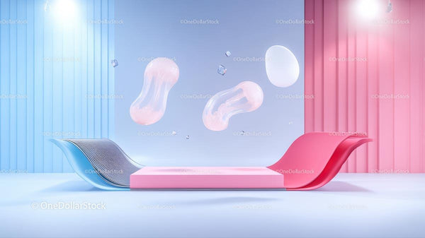 Modern Minimalist Interior with Pastel Abstract Forms