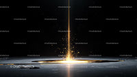 Ethereal Golden Beam Illuminating Dark Space