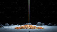 Beam of Light on Moon Surface with Starry Sky