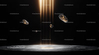 Floating Golden Orbs in a Futuristic Dark Space