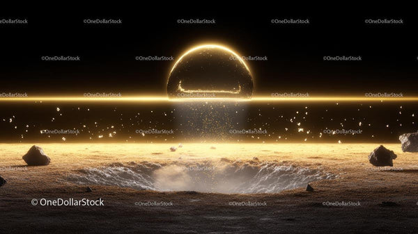 Futuristic Celestial Landscape with Glowing Orb