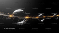 Abstract Bubbles and Golden Energy Line on Dark Background