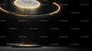 Futuristic Golden Ring with Cascading Particles