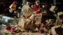 Dynamic Raspberry Dessert Explosion with Cake Crumbs