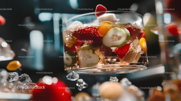Refreshing Summer Cocktail with Fresh Fruits and Ice