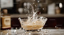 Crystal Bowl with Splashing Liquid in Modern Kitchen
