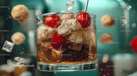 Refreshing Cocktail with Cherries and Ice Cubes
