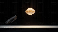 Floating Rock and Glowing Orb in Futuristic Display