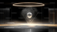 Futuristic Glowing Sphere in Dark Minimalistic Space