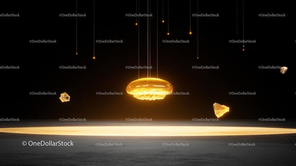 Futuristic Golden Pendant with Floating Stones