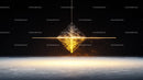 Golden Cube Suspended in Dreamlike Abstract Environment