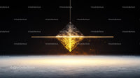 Golden Cube Suspended in Dreamlike Abstract Environment