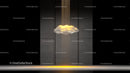 Modern Art Installation with Glowing Cloud and Light Strands