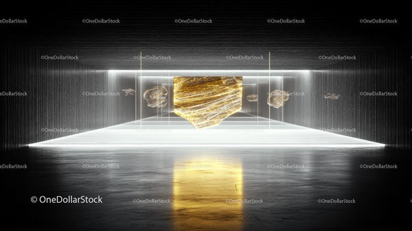 Futuristic Abstract Installation with Golden Glow