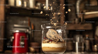 Granola Explosion in Rustic Kitchen Setting