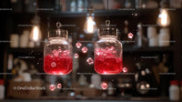 Glowing Jars with Red Liquid Adding Ambient Light