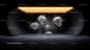 Futuristic Floating Rocks in Glowing Digital Space