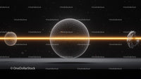 Futuristic Cosmic Spheres with Glowing Golden Line