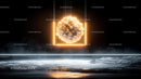 Futuristic Neon Abstract Sphere in Dark Minimalist Setting