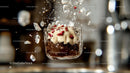 Chocolate Dessert Elegance with Cream and Pomegranate