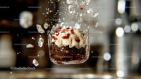 Chocolate Dessert Elegance with Cream and Pomegranate