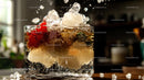 Refreshing Iced Drink with Splash and Bubbles