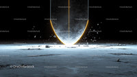 Futuristic Cosmic Light Burst on Lunar Surface