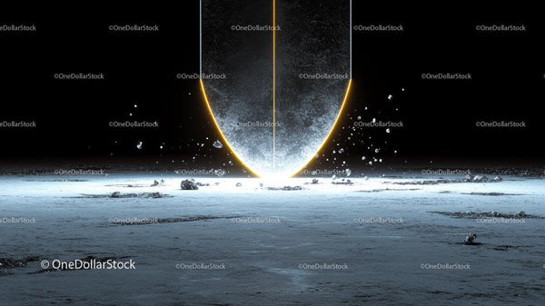 Futuristic Cosmic Light Burst on Lunar Surface