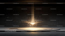Golden Spark and Light Effect in Dark Minimalistic Space