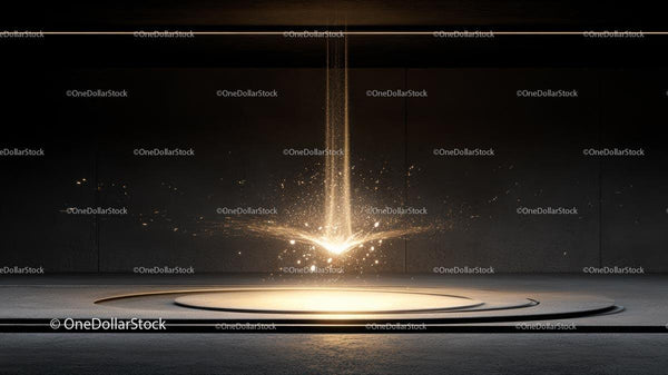Golden Spark and Light Effect in Dark Minimalistic Space