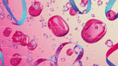Floating Pink Crystals and Ribbons on Pastel Background