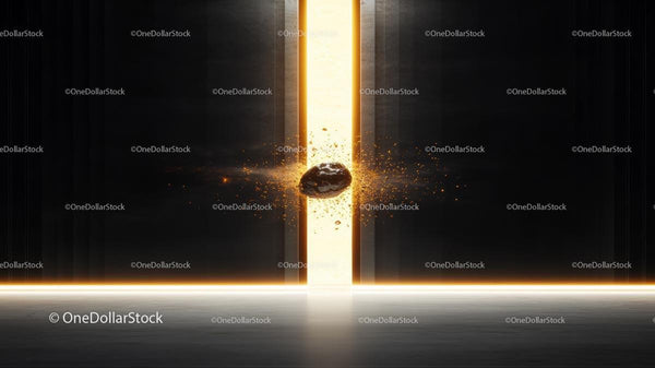 Floating Rock in Glowing Energy Burst