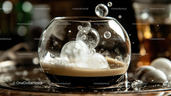 Whiskey on the Rocks with Floating Ice Cubes