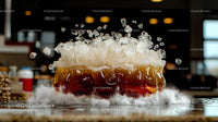 Refreshing Iced Coffee Splash with Ice Cubes
