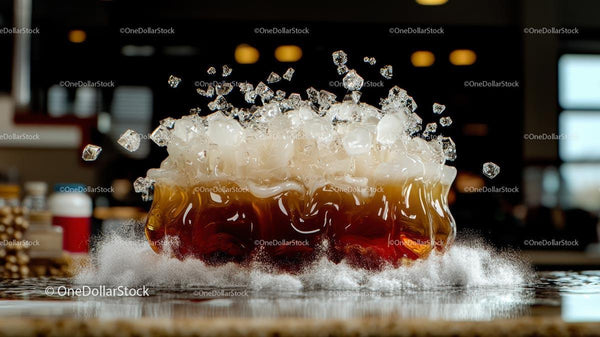 Refreshing Iced Coffee Splash with Ice Cubes