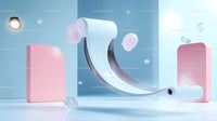 Futuristic Abstract Art with Pastel Colors and Ice Cubes