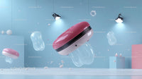 Futuristic Pink Object in Minimalist Blue Setting