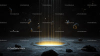 Futuristic Glowing Portal in Outer Space with Asteroids
