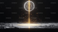 Glowing Energy Sphere with Radiant Beam in Cosmic Scenery