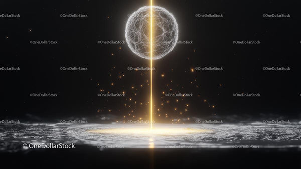 Glowing Energy Sphere with Radiant Beam in Cosmic Scenery