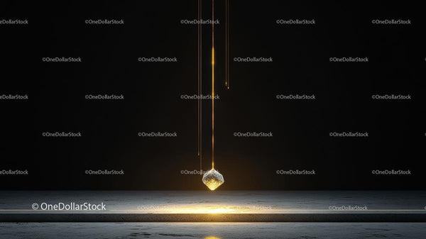 Golden Pendulum Hanging in Dark Minimalist Setting