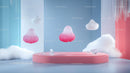 Surreal Abstract Art with Floating Pink Shapes