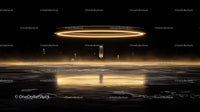 Futuristic Abstract with Glowing Ring and Crystals
