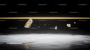 Floating Crystals with Golden Light on Dark Background