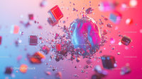 Vibrant Abstract Art with 3D Geometric Shapes