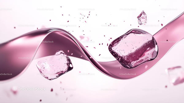 Dynamic Pink Liquid with Floating Ice Cubes