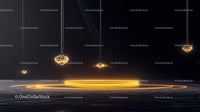 Suspended Diamonds with Glowing Golden Circle